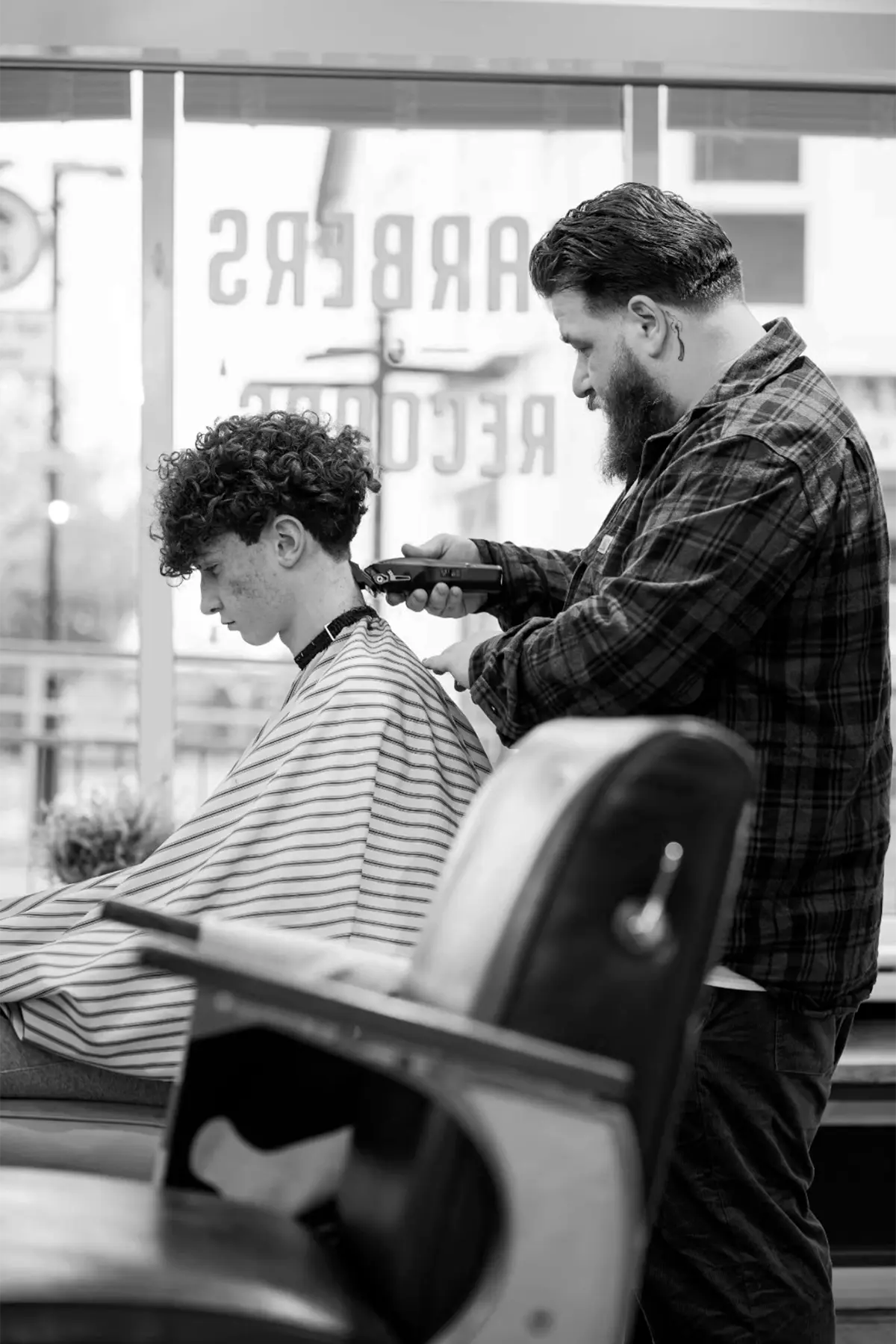 Sam Willett, barber at B-Side Barbers and Records